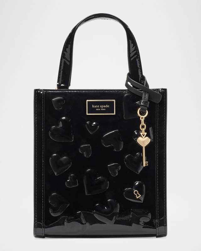 key to my heart mini patent leather tote crossbody bag